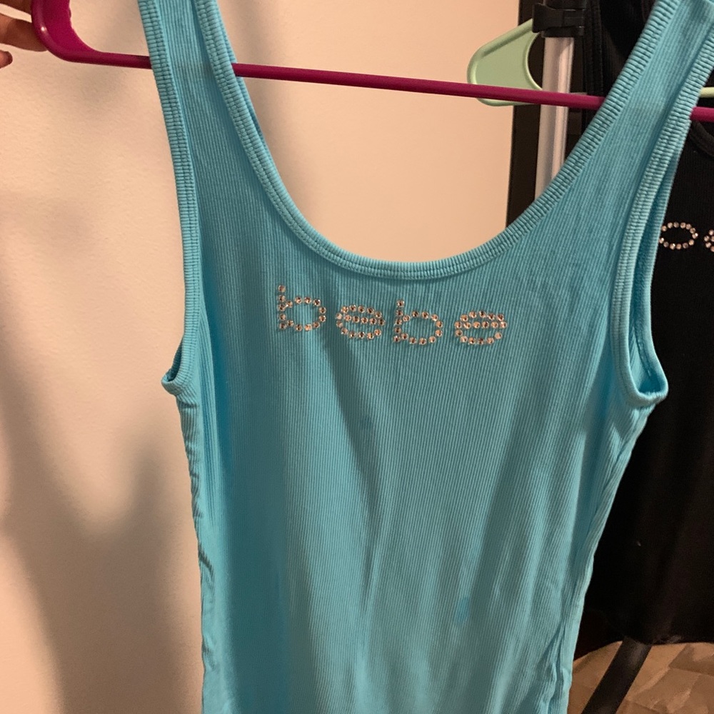 Baby Blue Rhinestone Bebe Tank